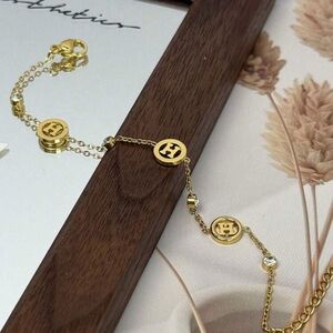 Gold Plated Stainless Steel H Charm Bracelet Style Bracelet